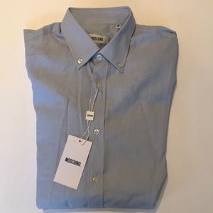 Moschino Man Dress Shirt pinstripe blue size 37